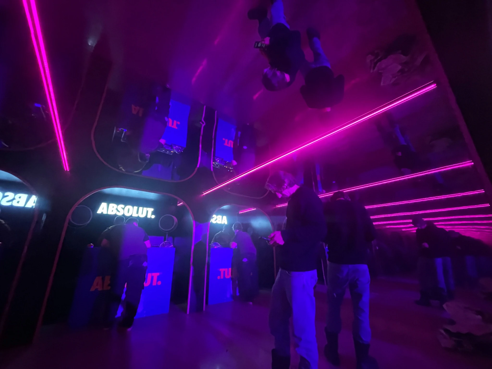 The illuminated Absolut club interior and welcoming festival team