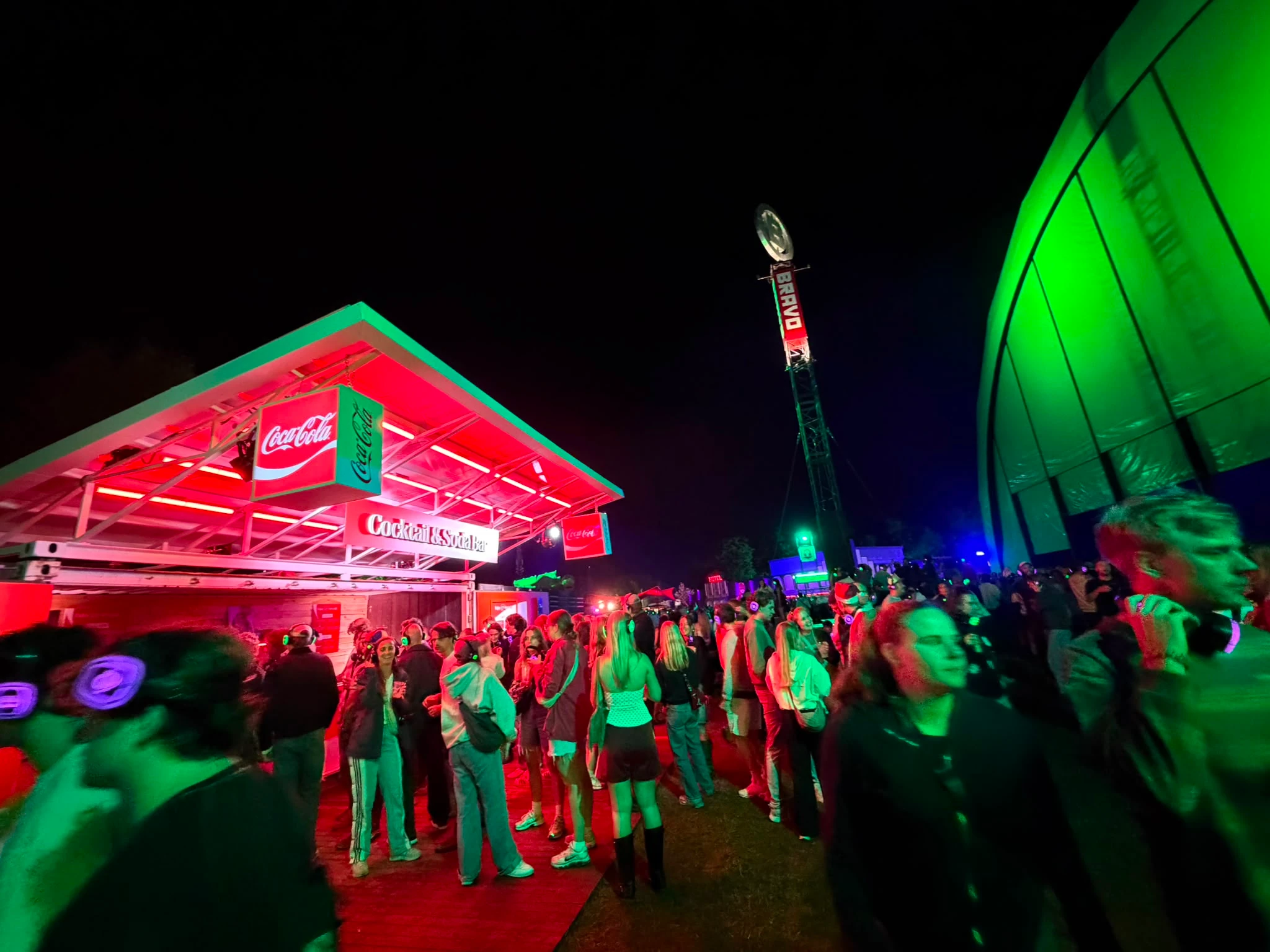 Festival nightlife around the Coca-Cola Bravo bar at Lowlands