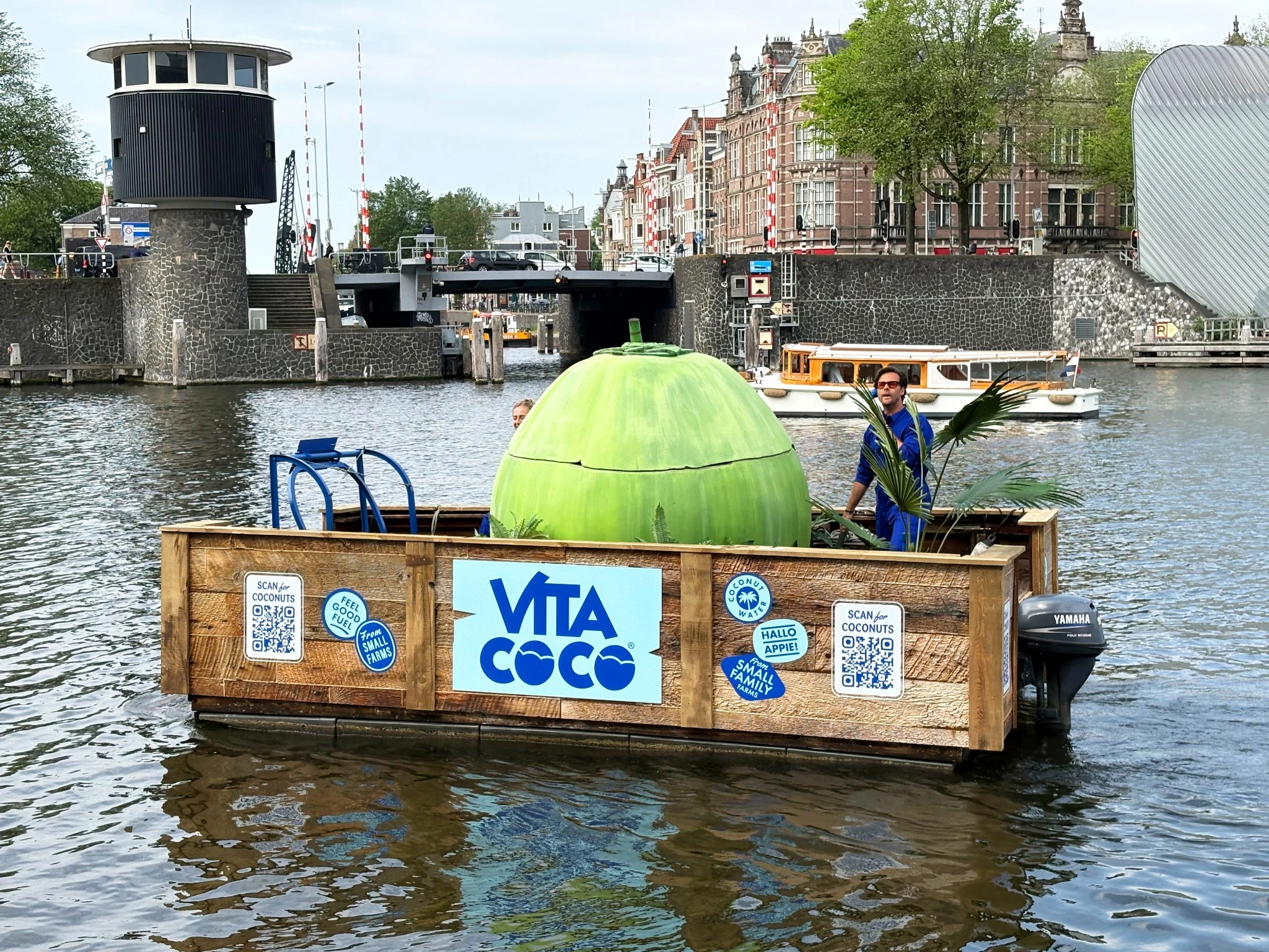 The Vita Coco coconut boat in Amsterdam